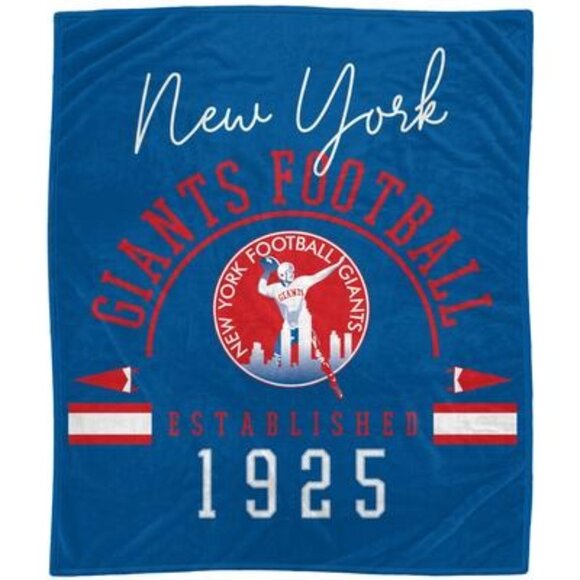 New York Giants Plush Throw Bed Blanket Retro Logo 60'' X 70'' New with Tag - Picture 4 of 5